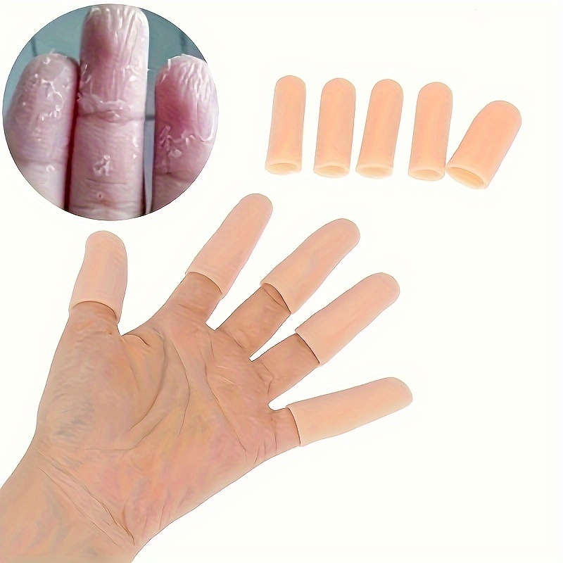 20Pcs Gel Finger Cots Thumb Protector, Silicone Finger Sleeves Cover  Protection for Finger Tips, Finger Gloves Caps Finger Protectors for Wounds  Hand Eczema, Finger Arthritis, Finger Cracking (Nude)