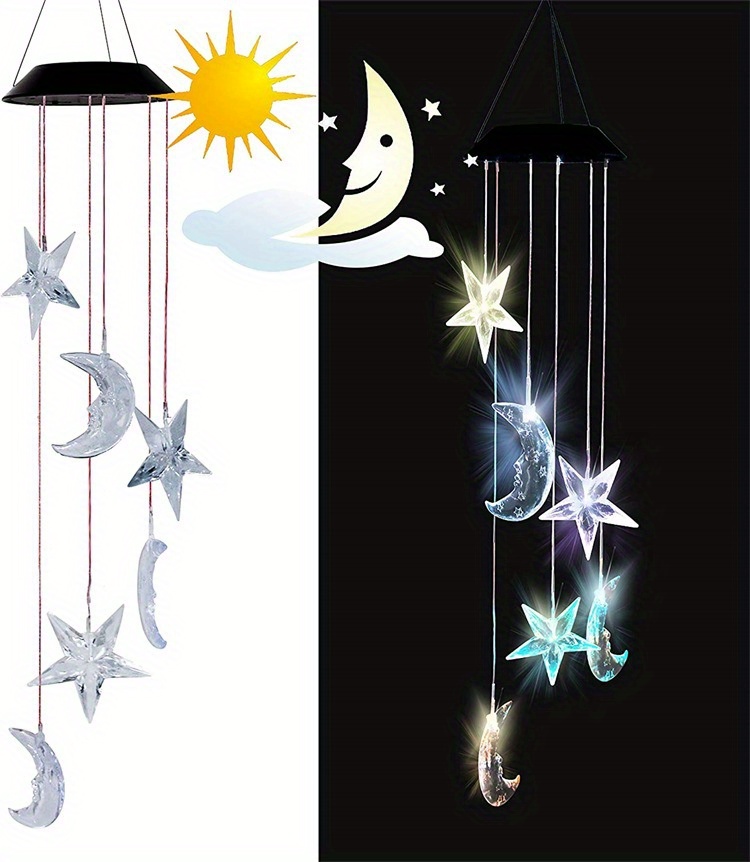 lune Étoile carillons éoliens led solaire carillon de vent mobile capteur  de lumière pour la décoration de fête à la maison - Achat/Vente decoration  de jardin pas cher 
