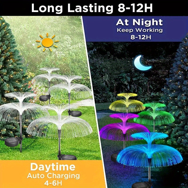 1 2 3 4pcs solar flower lights outdoor decorative waterproof solar yard light outside decorations color changing solar garden lights stake decor for pathway patio lawn party wedding holiday birthday details 3