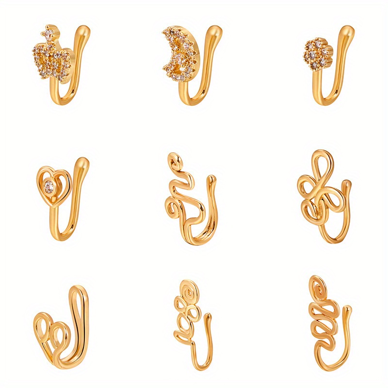 Simple Non perforated U shaped Nose Clip Zircon Star Love - Temu