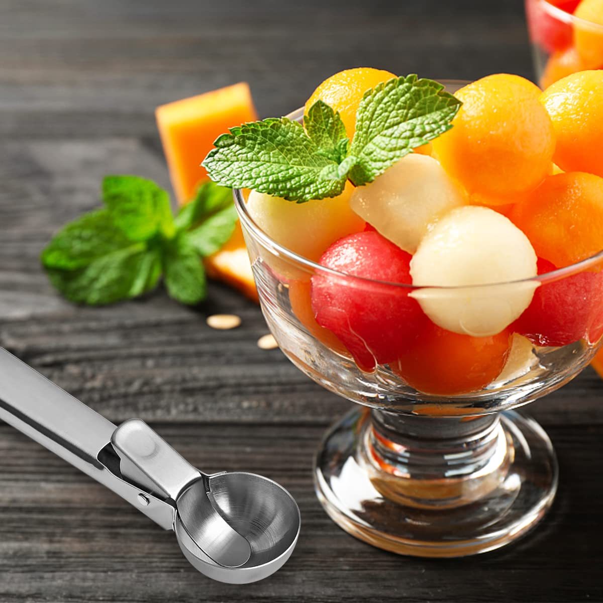 Ice Cream Scoop Easy Trigger Stainless Steel Cookie Water Melon Dough Spoon