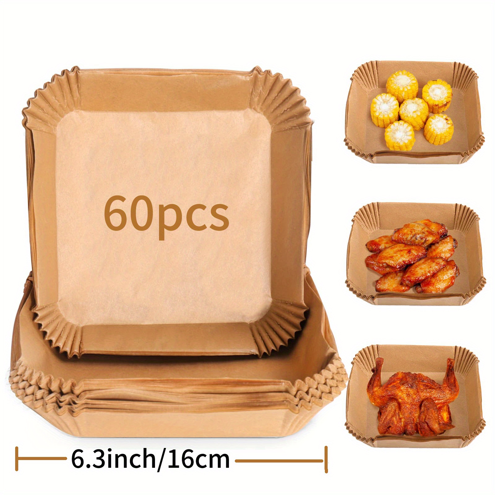 6.3Inch Air Fryer Liners Disposable 30/60Pcs Air Fryer Paper