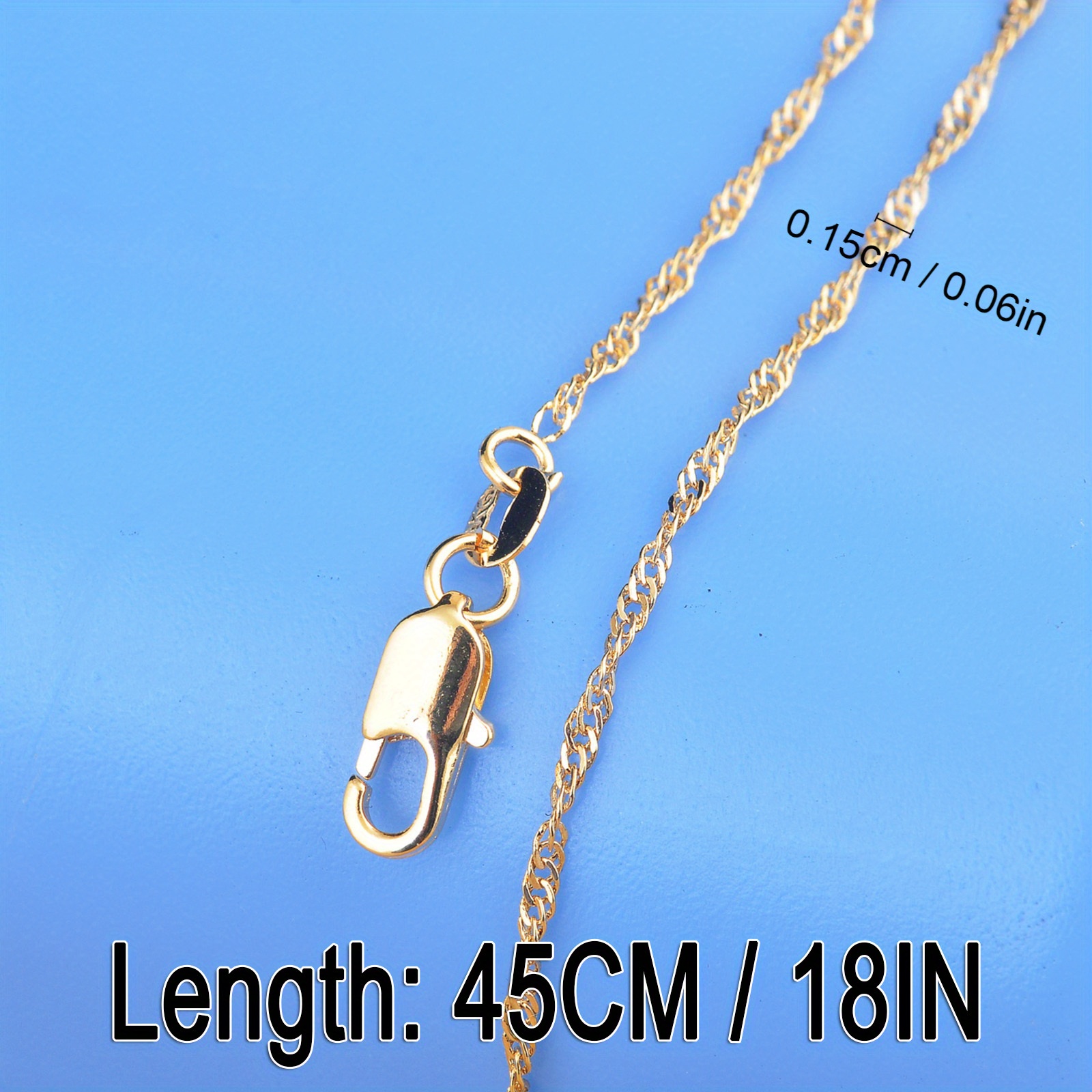 S90, 1 String, 16~22inch Exquisite Chain Jewelry, 18k Golden Plated Water Wave Chain, Casual Collarbone Chain, Couple Pendant Jewelry Accessories, Handmade Material Supplies