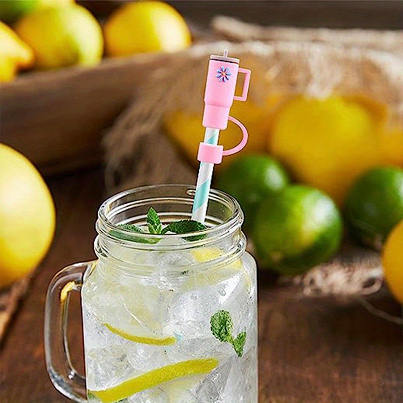 New! Lemon Straw Charms Lemonade Mason Jar Shaped Drinking Straw