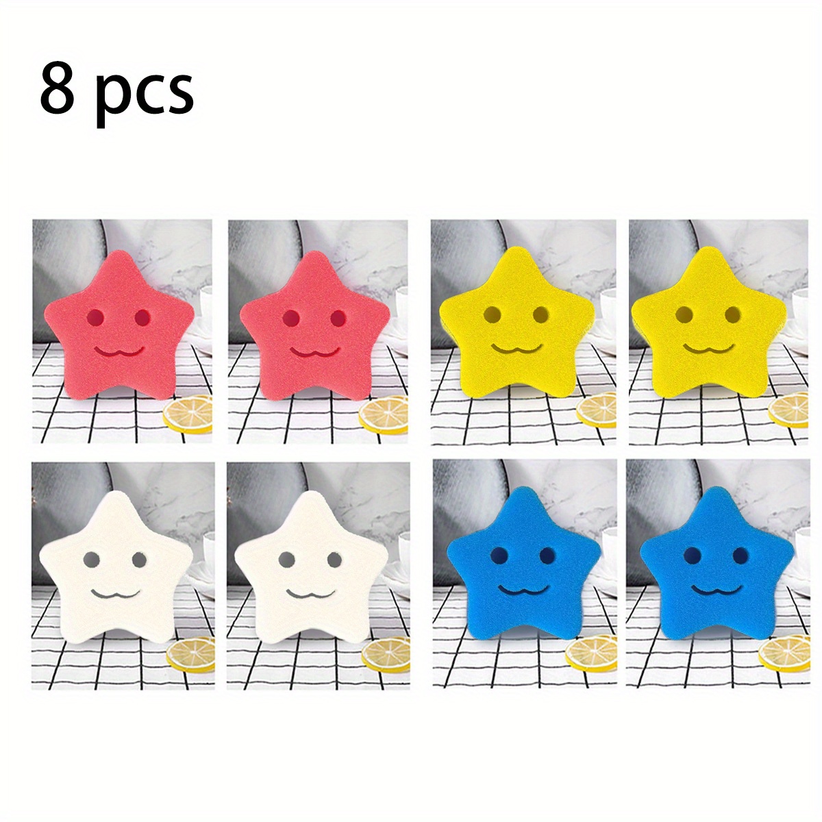 2 4 8pcs Creative Happy Face Magic Cleaning Brush Cute Sponge For Keyboard  Cleaning And Dishwashing Scratch - Electronics - Temu