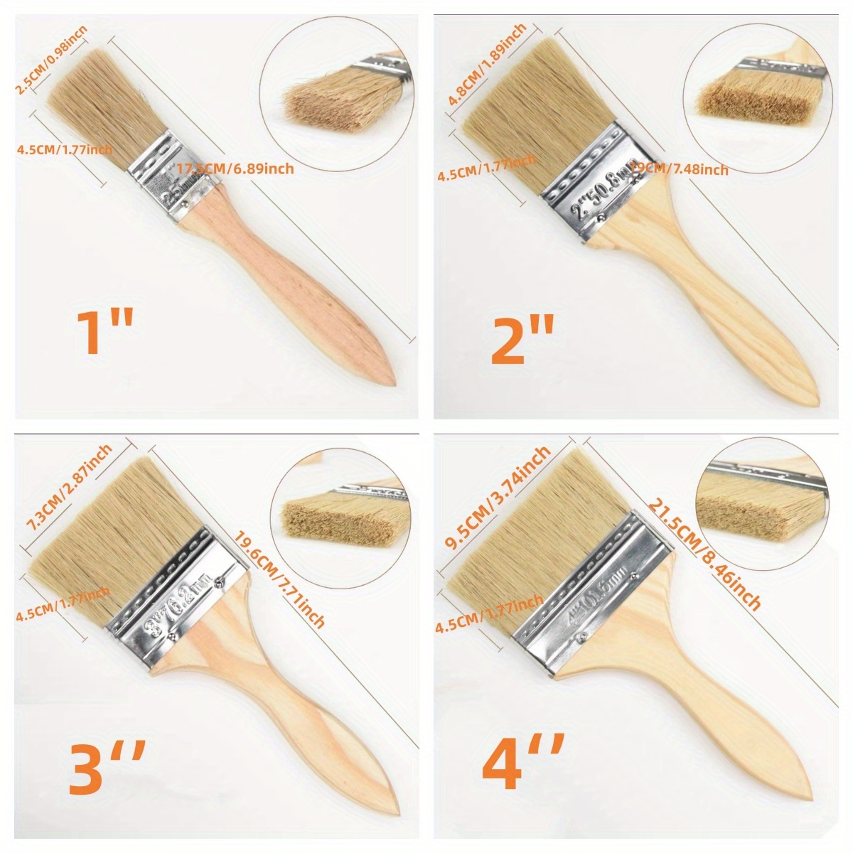 Thickened Natural Paint Brush Set Includes Decorative, Small, And