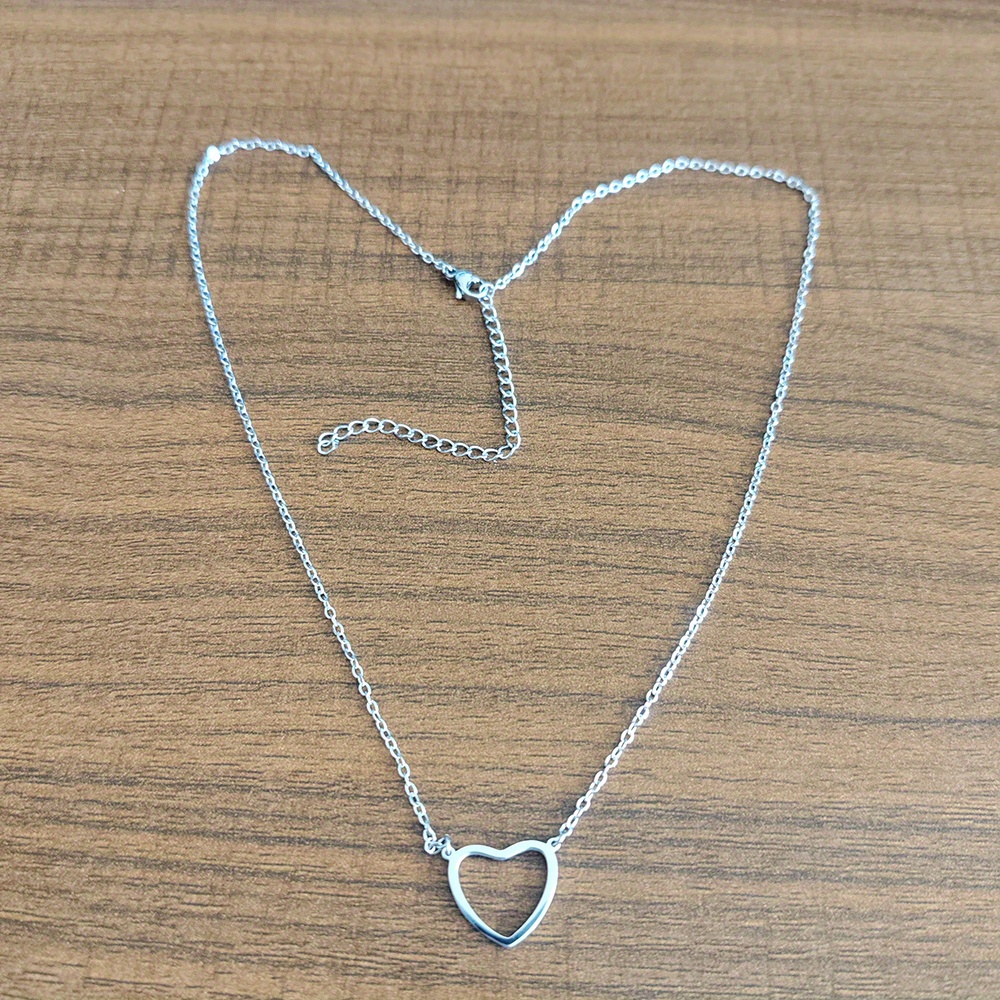 Simple Thin Chain Hollow Love Heart Pendant Necklace Simple - Temu