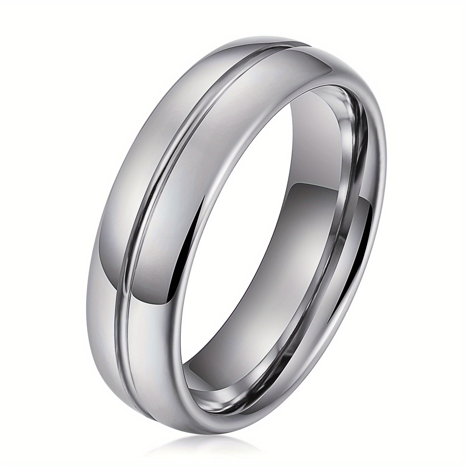 Wedding Ring Simple Stainless Steel Light Surface 6mm Arc Titanium