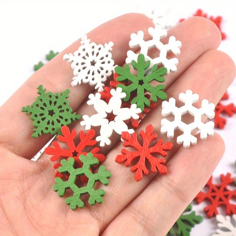 Besufy Button,Christmas White Wooden Snowflakes Buttons for