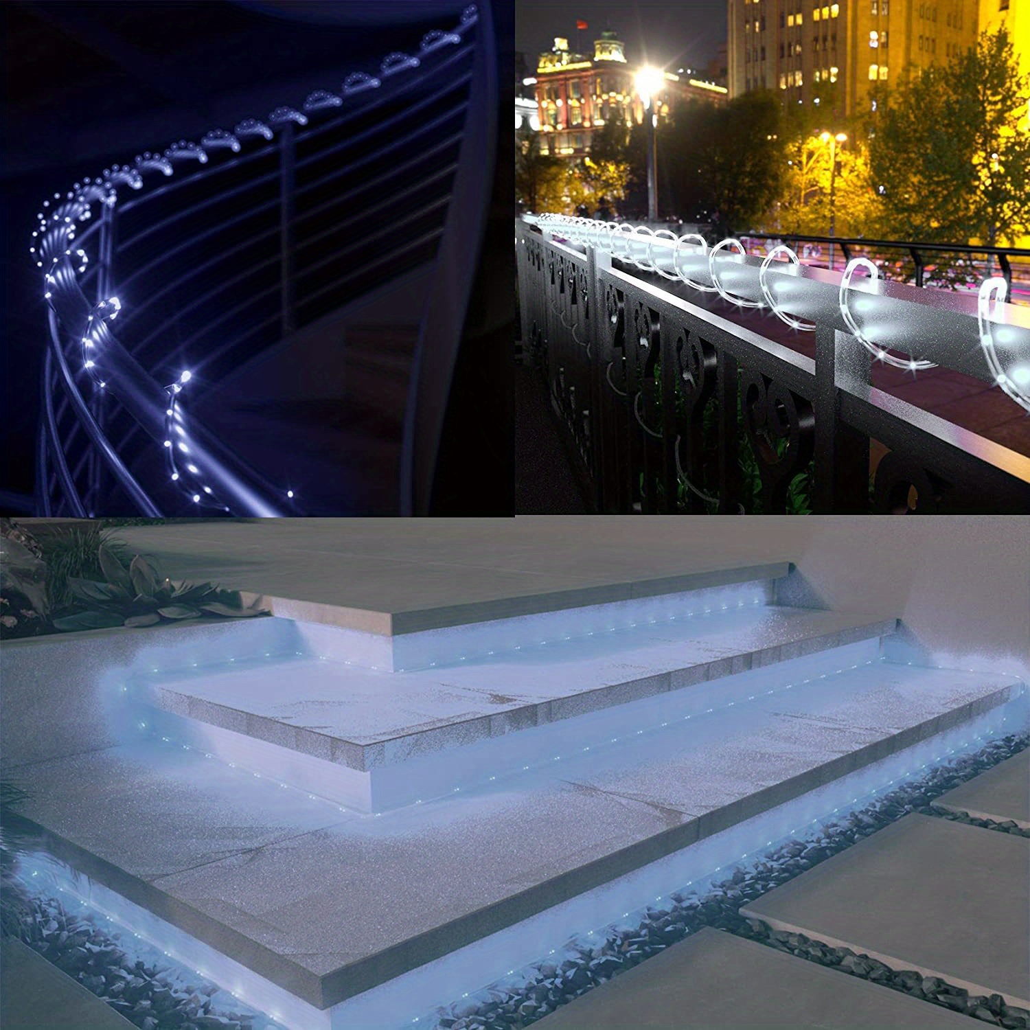 Solar Blue Rope Lights Outdoor 100leds 8 Lighting Modes Temu