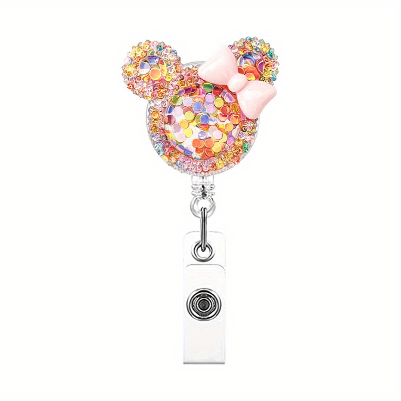 Retractable Badge Holder Reel Clip Bling Glitter Crystal - Temu Japan