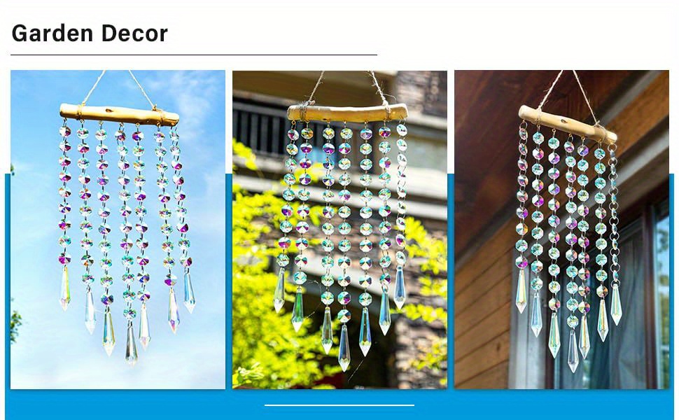  Hanging Crystal Prism Suncatcher Window Garden Decoration  Ornament Rainbow Glass Beads Chain Pendant Crystal Wind Chimes : Patio,  Lawn & Garden