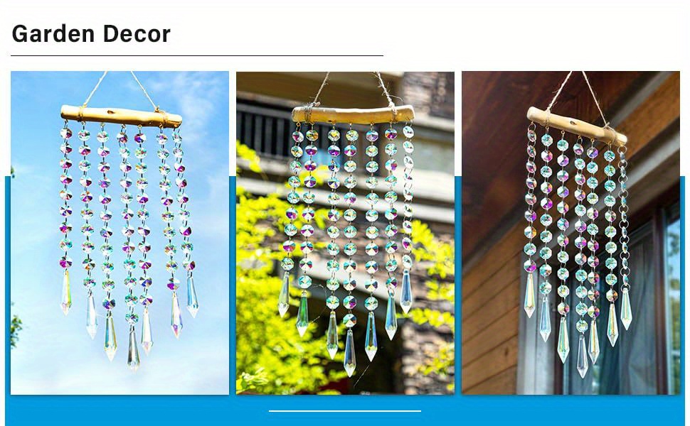 GANAZONO Crystal Wind Chime Decoration Garden Crystal Ornaments Crystal  suncatcher Sun Catchers Prism Boho Hanging Light Hanging Crystals for