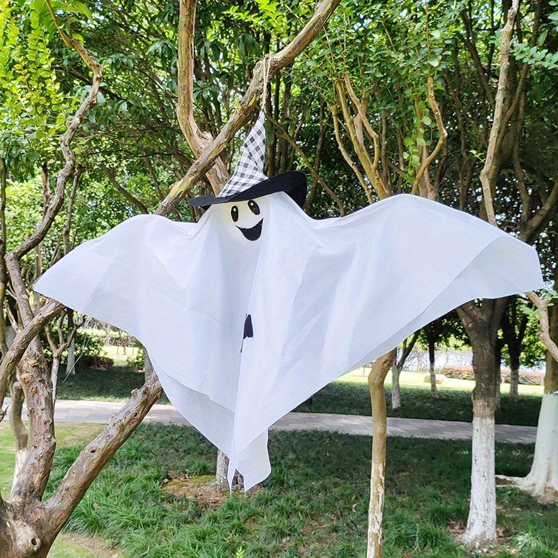 2 PCS Halloween Hanging Ghost Decorations - 24x31 Inch White Flying Ghosts For Outdoor & Indoor, Yard, Porch