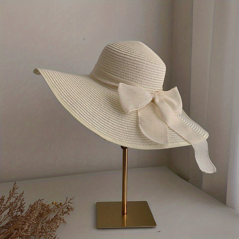 2022 Fashion Womens Oversized Straw Sun Hat With Bow With Bow