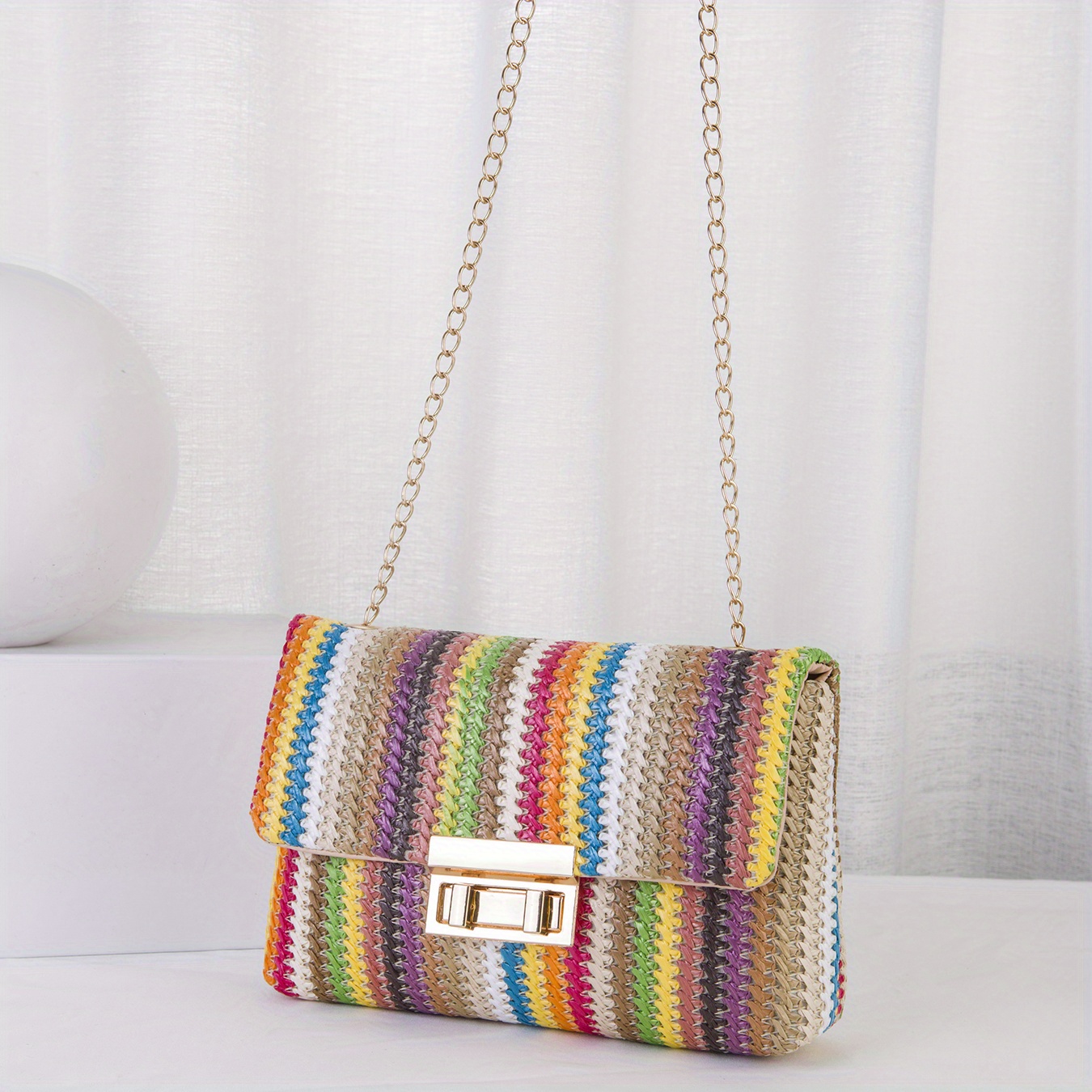 Women's Rainbow Striped Crossbody Bag