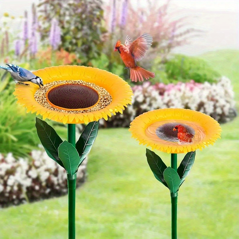 Sunflower Shaped Bird Outdoor Feeder Bird Bath Feeders Bowl - Temu