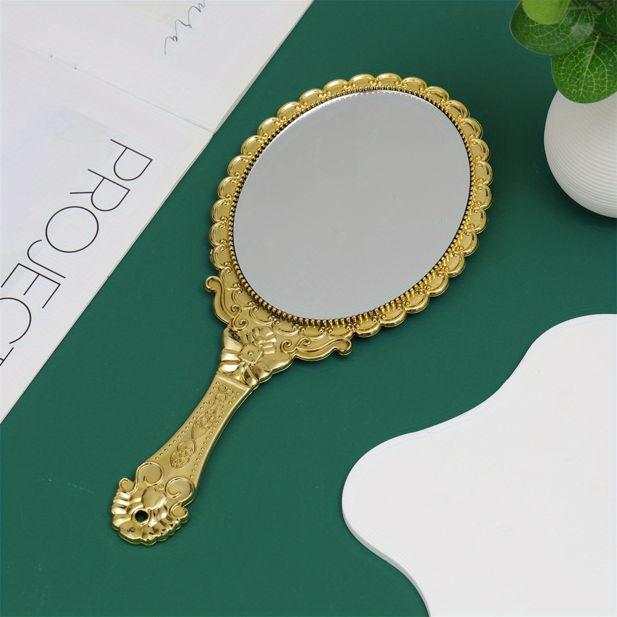 Espejo de mano vintage, pequeños y lindos espejos decorativos de mano para  niñas, maquillaje, flor e Ormromra CZMR-ST52-2