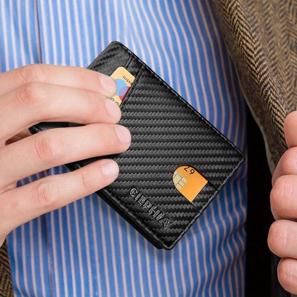 Mens Wallets Slim Bifold Rfid Blocking Card Holder With 2 Id Window