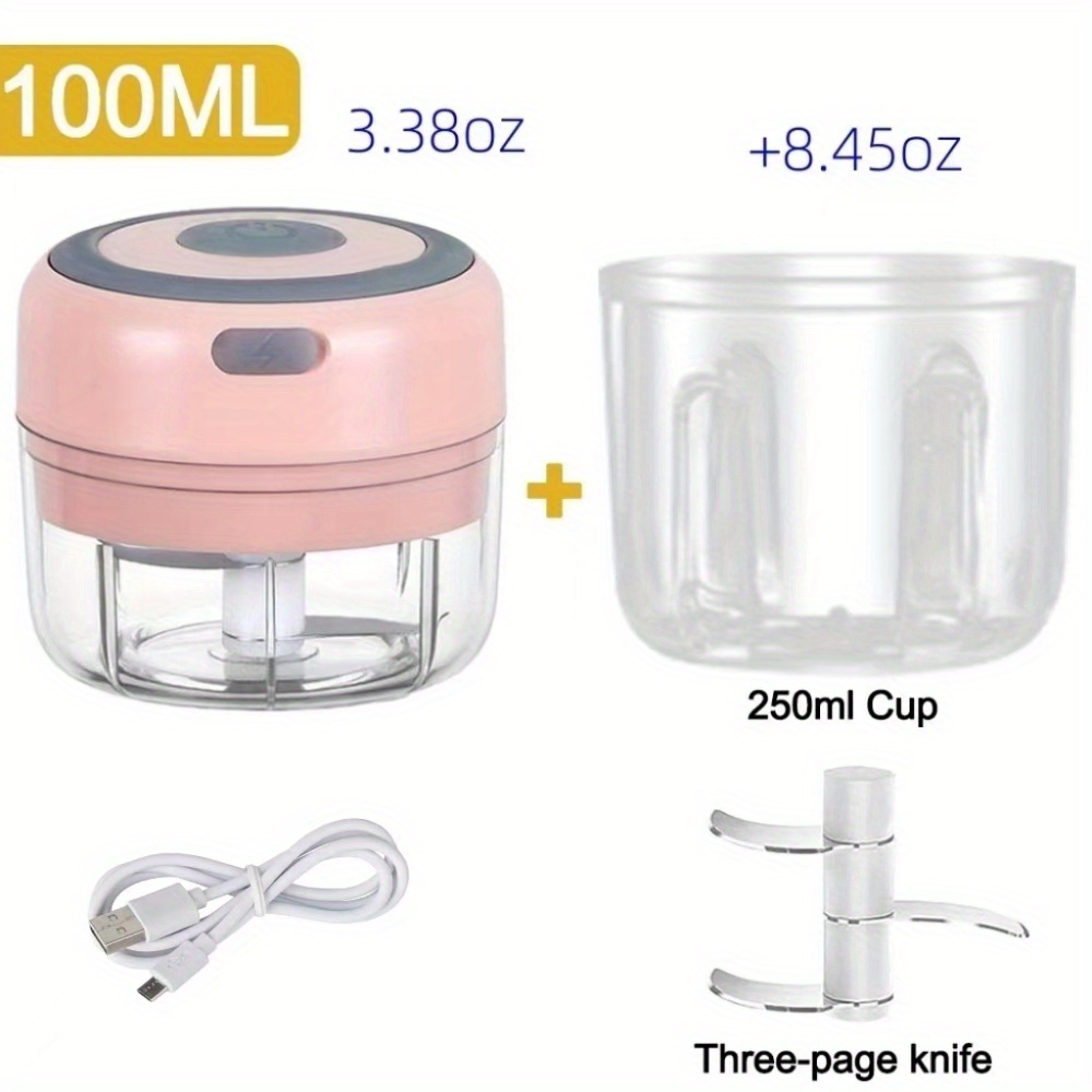 1pc Pink Electric Mini Garlic Chopper, 250ML USB Rechargeable