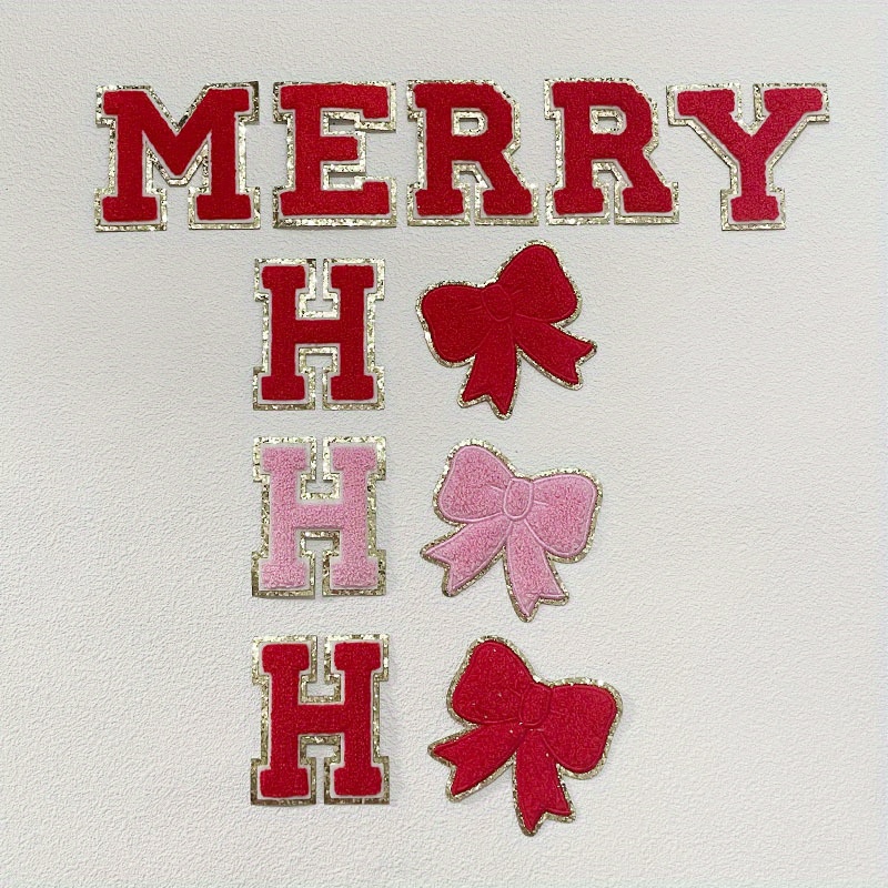 Christmas Theme Letter Embroidery Patches For Clothing Iron - Temu