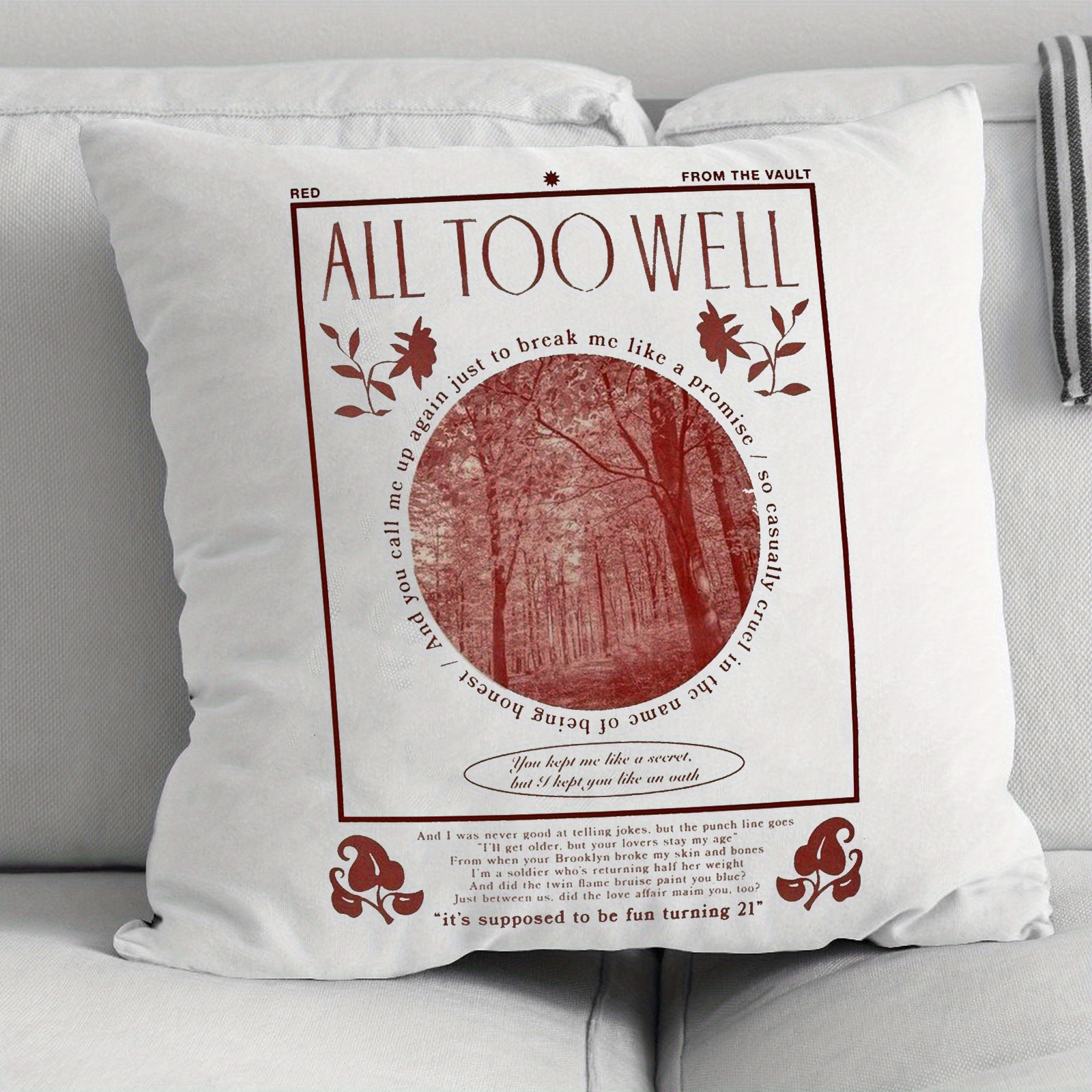 All Too Well Pattern Velvet Pillowcase Taylor Merch Zipper - Temu