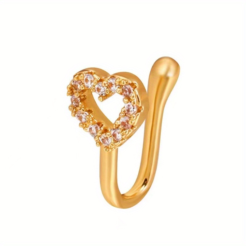 Simple Non perforated U shaped Nose Clip Zircon Star Love - Temu