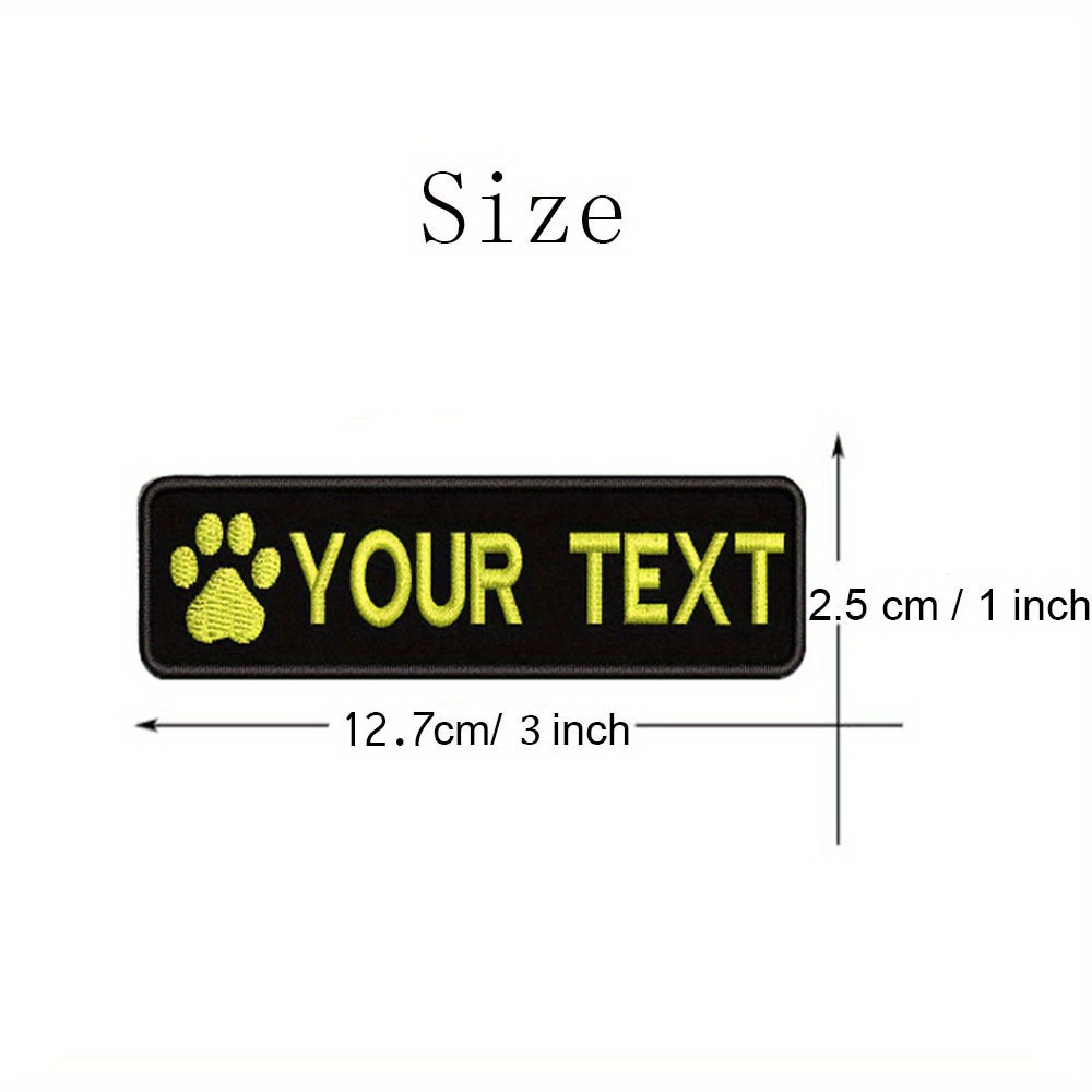 Parche de texto con nombre personalizado, bordado de pata de perro