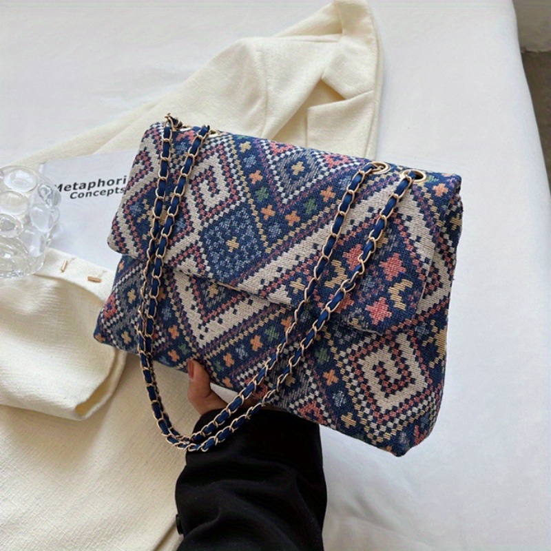 Geometric Pattern Crossbody Bag, Ethnic Style Canvas Hobo Bag, Women's  Travel Shoulder Bag - Temu Sweden