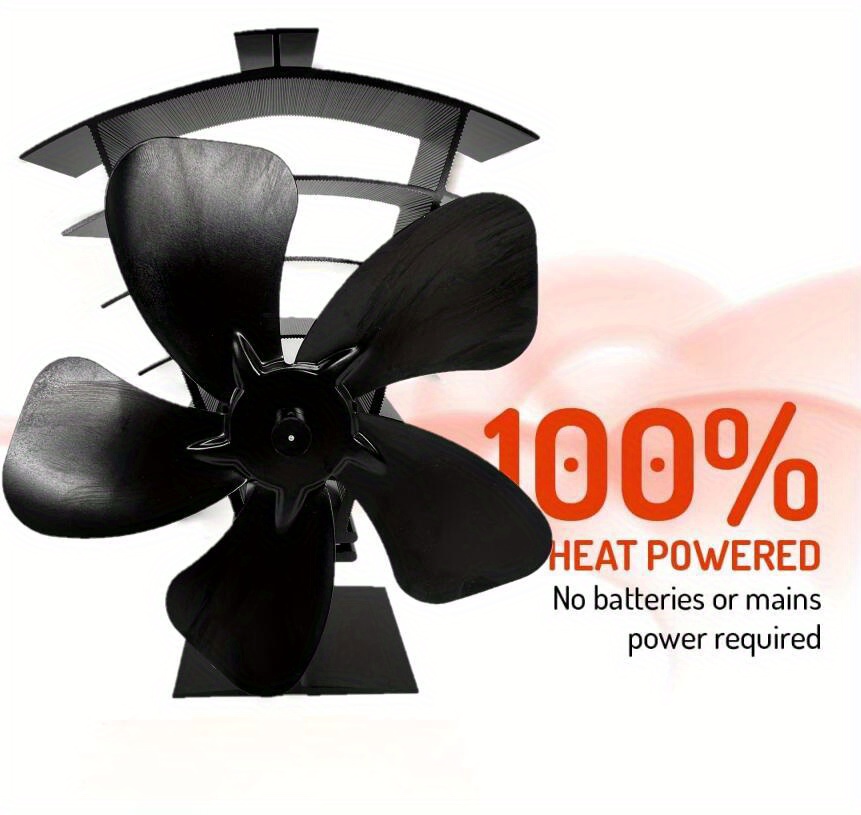  MOGGED Ventilador de estufa de leña de 6 aspas, ventilador de  estufa de calefacción no eléctrica para circulación eficiente de aire  cálido, funcionamiento silencioso y ventilador de chimenea de arranque  automático (