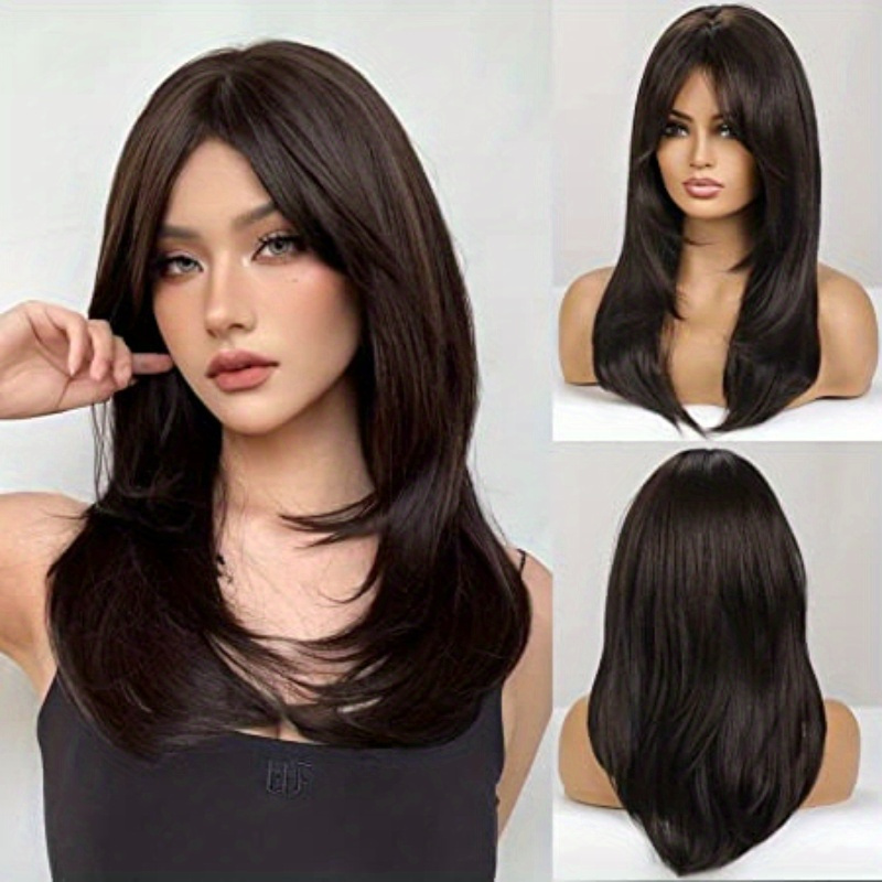 Women s Medium Length Wig Long Straight Layered Wig Light Temu