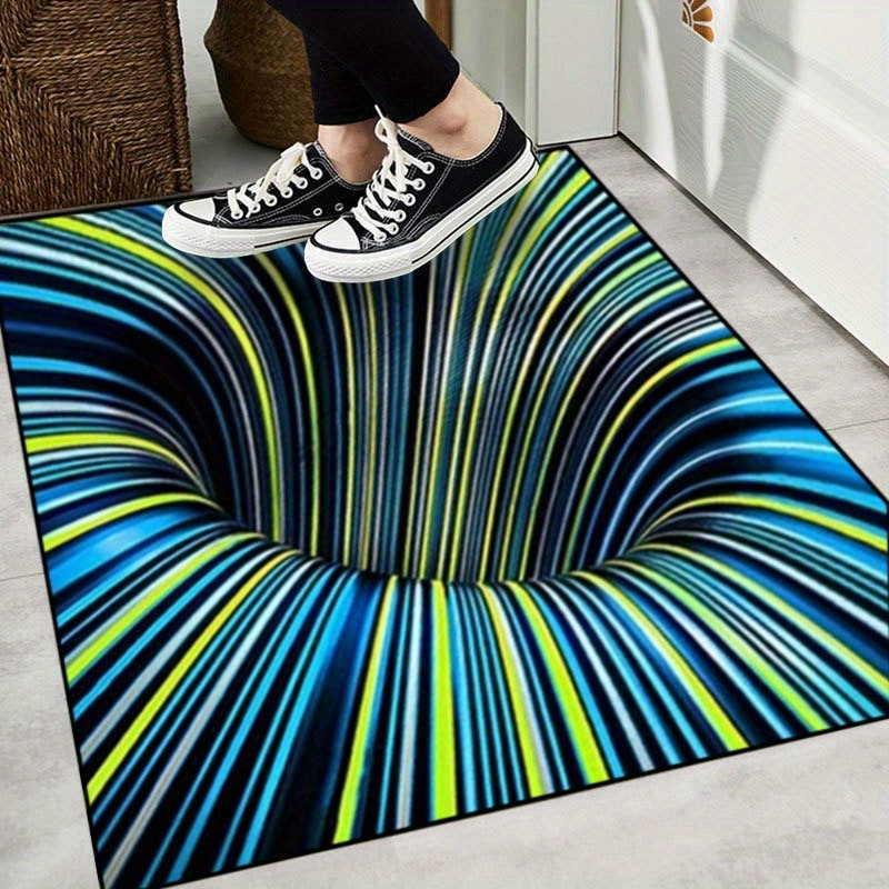 1pc 3d Gradient Color Hole Shaped Carpet Door Mats, Modern