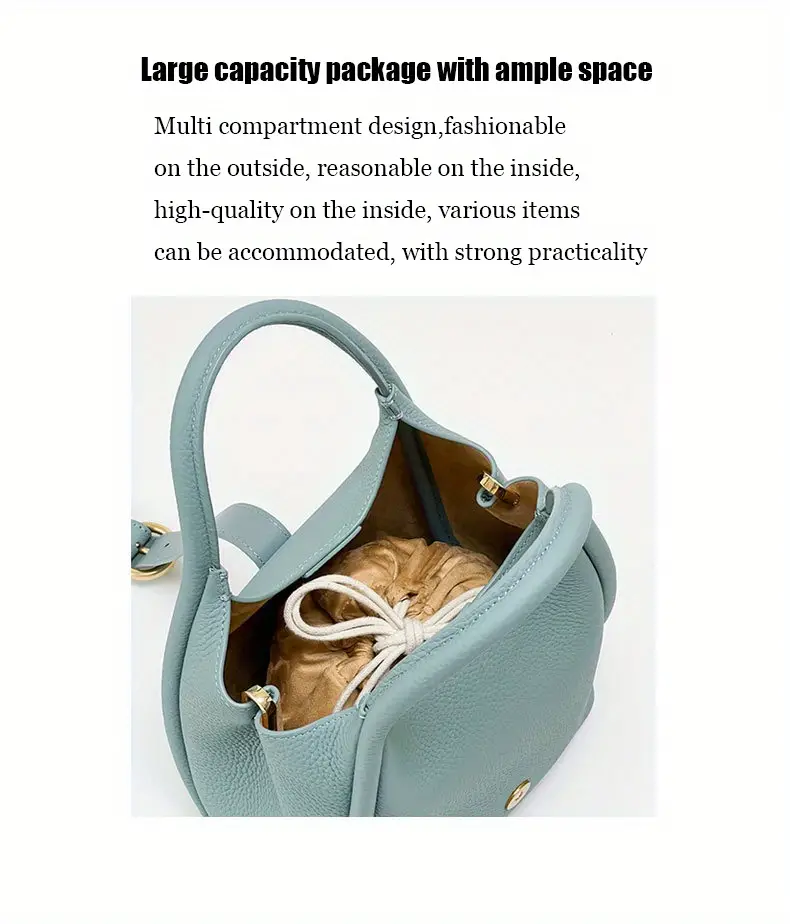 Minimalist Vegetable Basket Bucket Bag Women's Leather Handbag