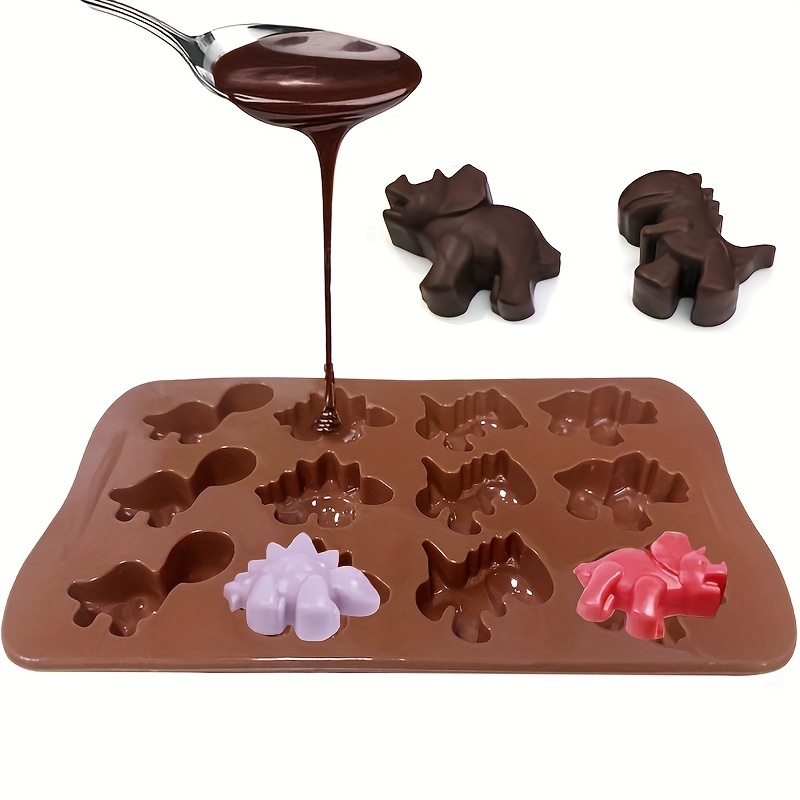 Joyeee 6 Cavity Dinosaur Silicone Cake Mold for Baking 3D, Dinosaur 3D Mold for Gummy Cake Chocolates Ice Cube Baking Tool, Make Dessert for Kids