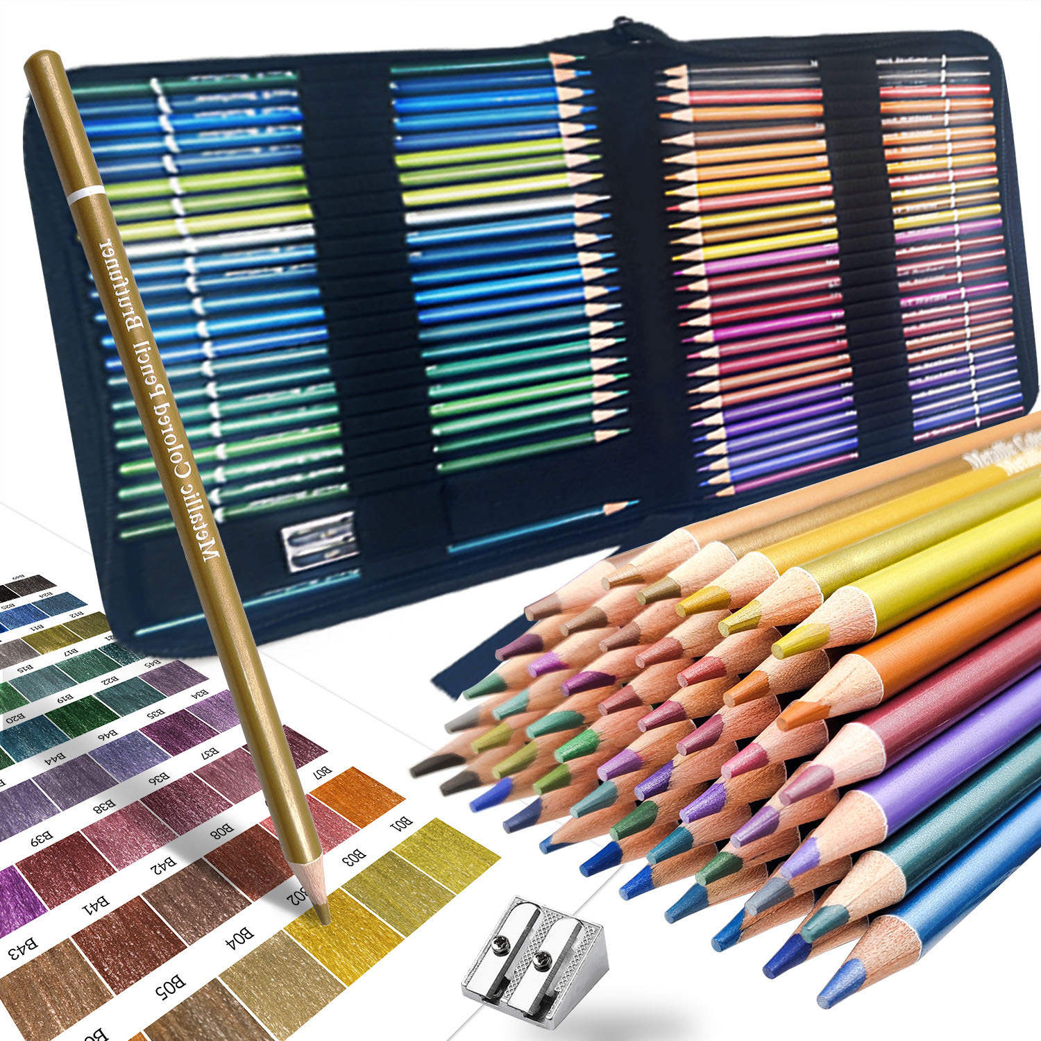 H&B Oil Colored Pencils Set 50 Color Pre-Sharpened Color Sketch Pencils Art Supplies for Students Adults Artists Drawing Sketching Coloring Books