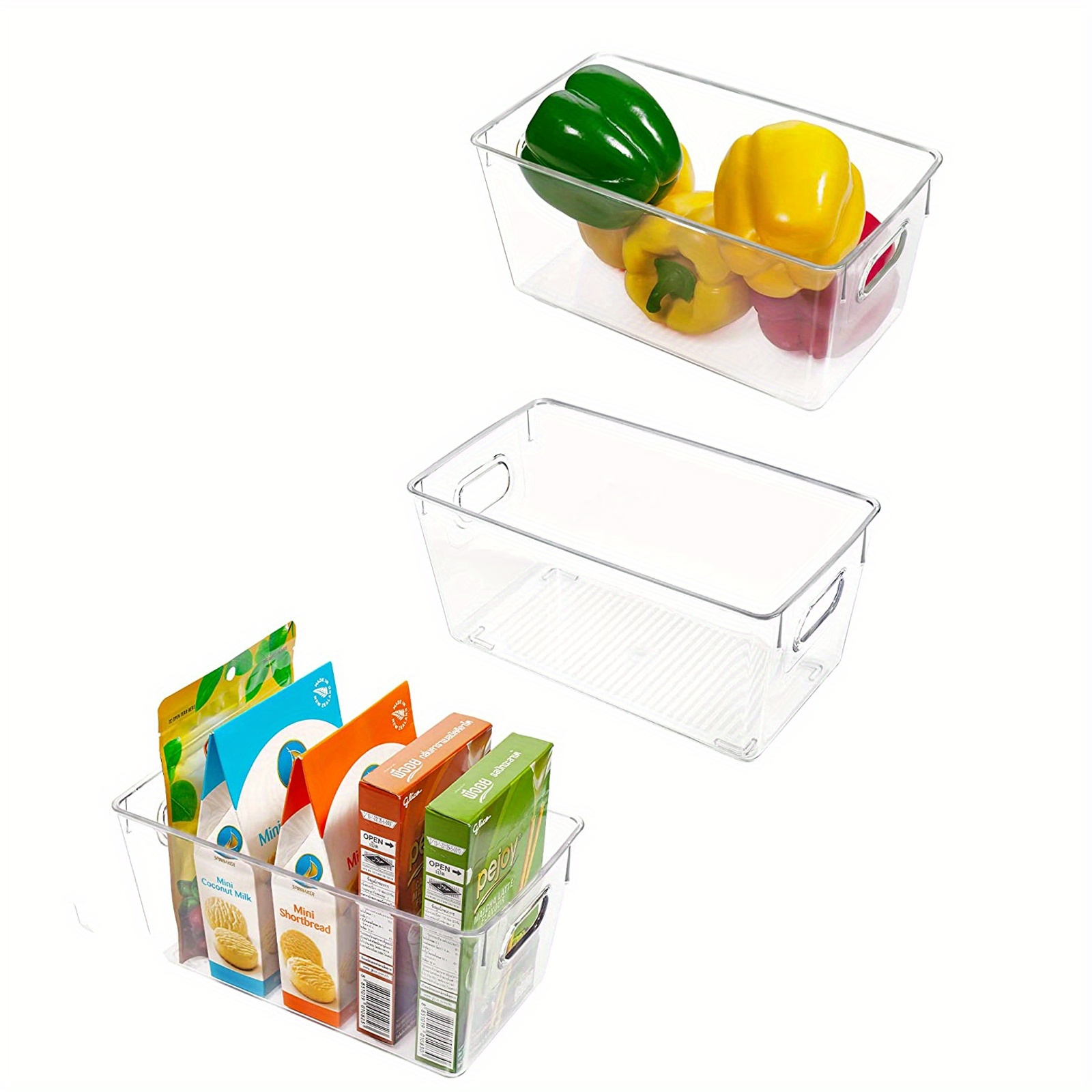 Sorbus Open Plastic Storage Bins Clear Pantry Organizer Box Bin Containers  For Organizing Kitchen Fridge, Pantry Cabinet, Bathroom Supplies (4-Pack)