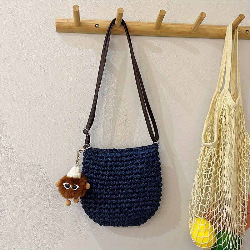 Retro Straw Woven Bag For Women Summer Beach Crossbody Bag