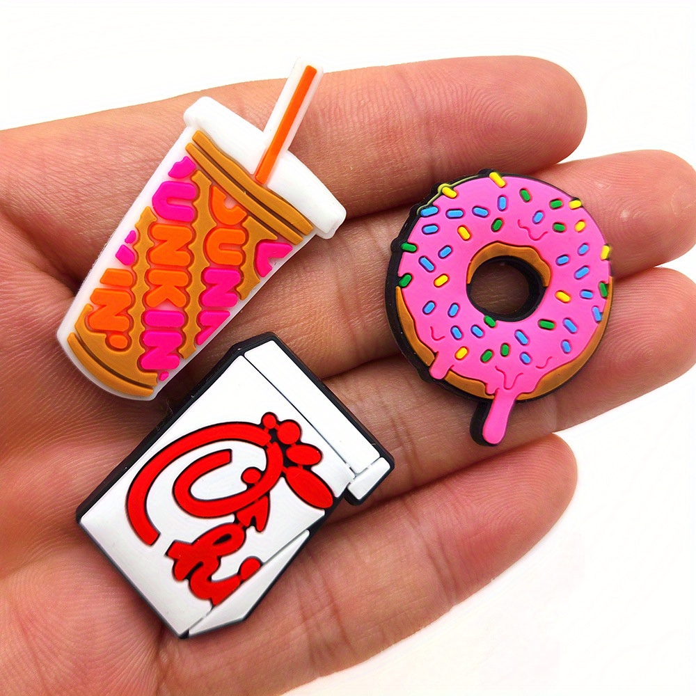 Original 5pcs/lot Food Style Shoe Buckle Accessories Donut Burger 33 Type  3D Shoe Charms Decoration DIY Wristband Clog Croc Jibz