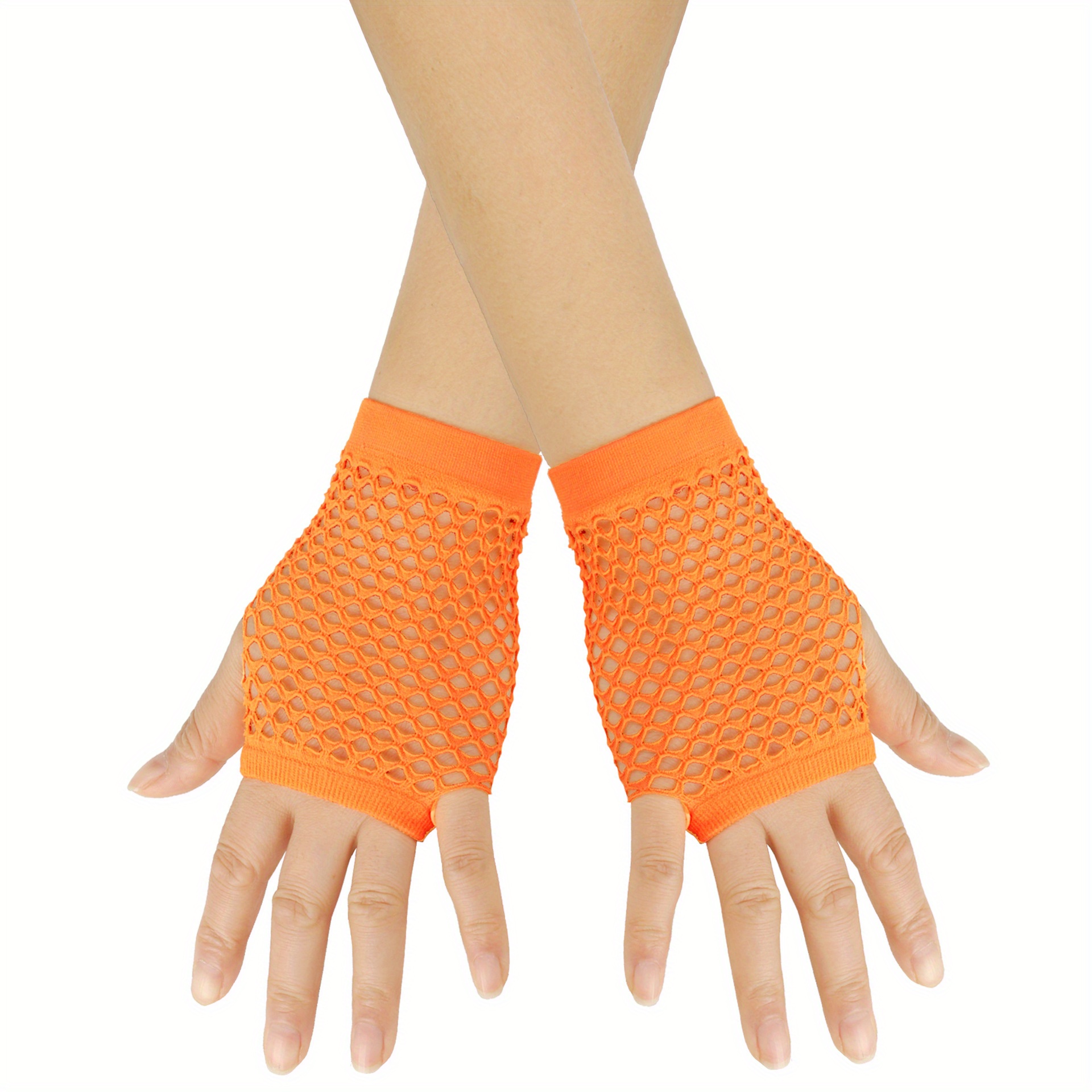 Chunky Net Fishnet Elastic Gloves Sexy Long Gloves Punk Half - Temu