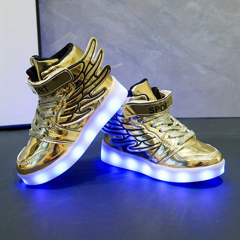 Casual High Top Skateboard Shoes With Usb Charging Light And - Temu