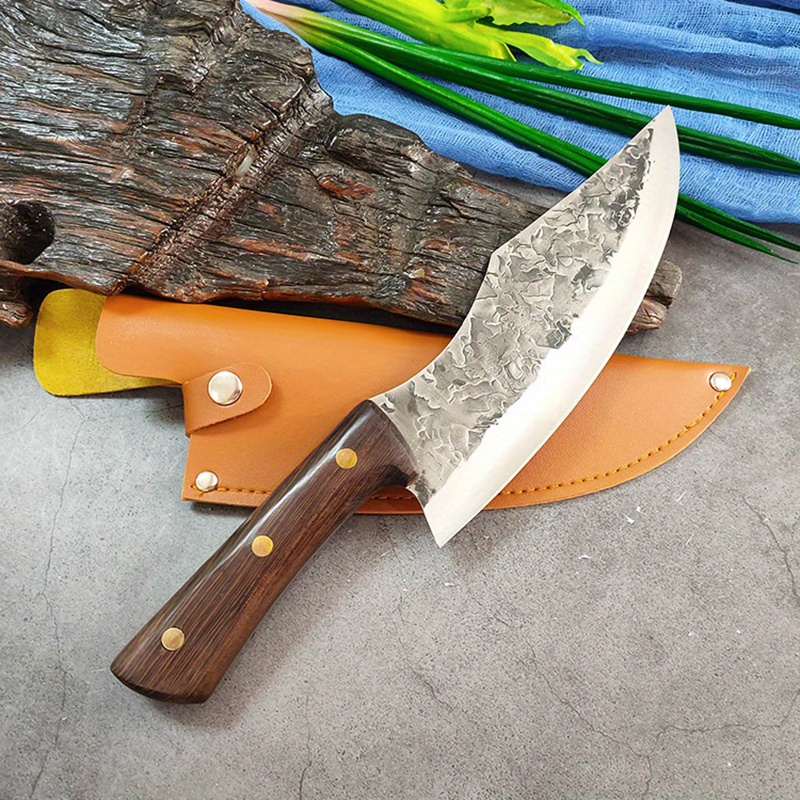 1pc, Chef Knife, Handmade Steel Kitchen Knives, Chef Slicing Knife, Meat  Cleaver Knife For Kitchen, Home, Outdoor, Camping, Restaurant, Kitchen Gadge