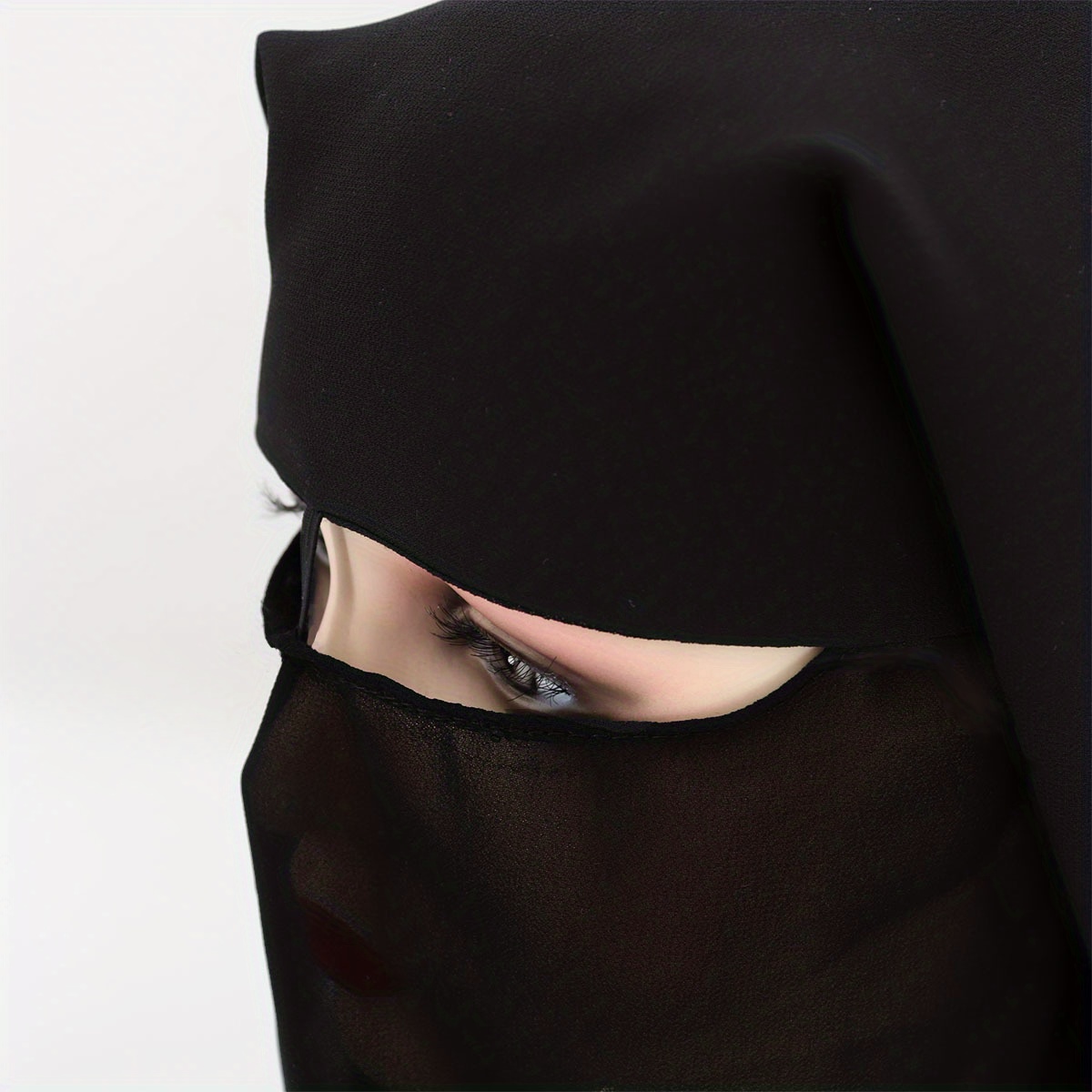 Balck Chiffon Full Face Niqab Veil Face Mask Casual Hijab Thin Breathable Headscarf Head Wraps For Women details 2