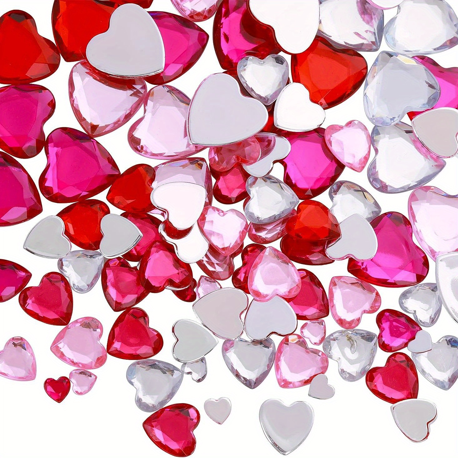 4 Colors Acrylic Heart Rhinestone Flatback Heart - Temu