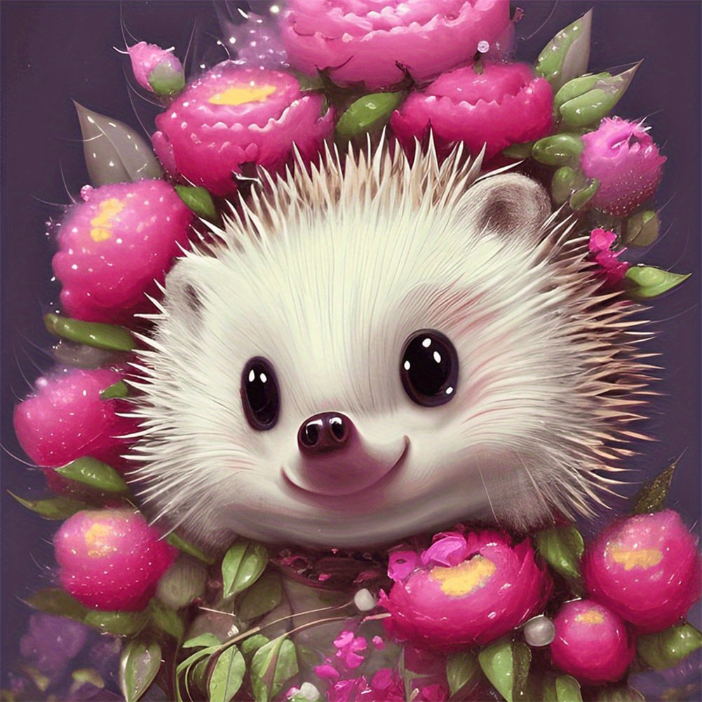 5D Diy Diamond Art Flowers And Hedgehogs Diamond Painting Kits