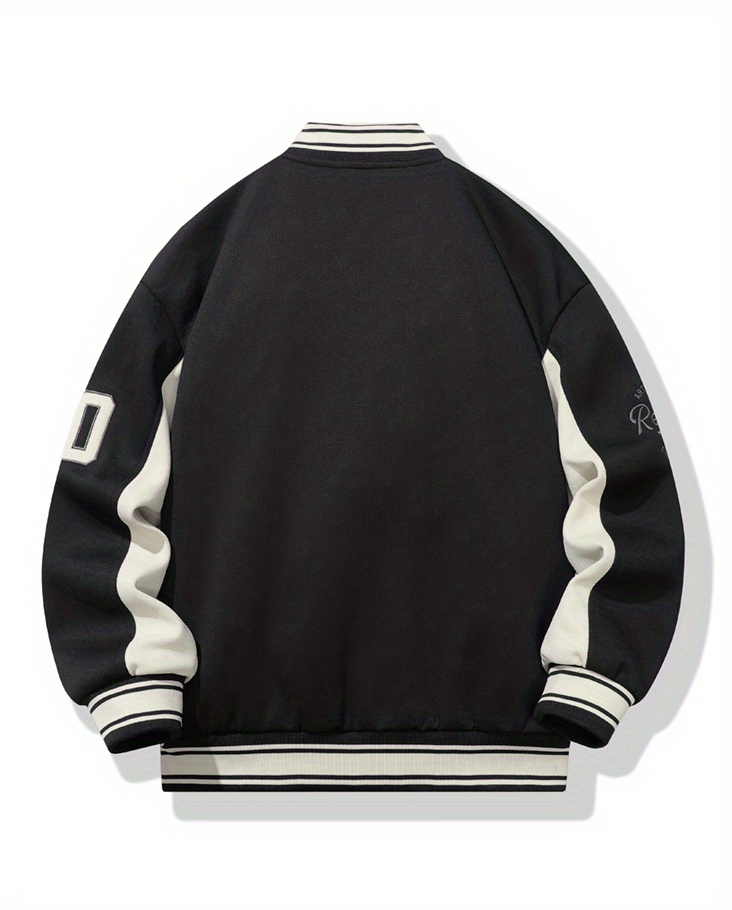 Men's Letter Embroidery Varsity Jackets Baseball Collar Temu United