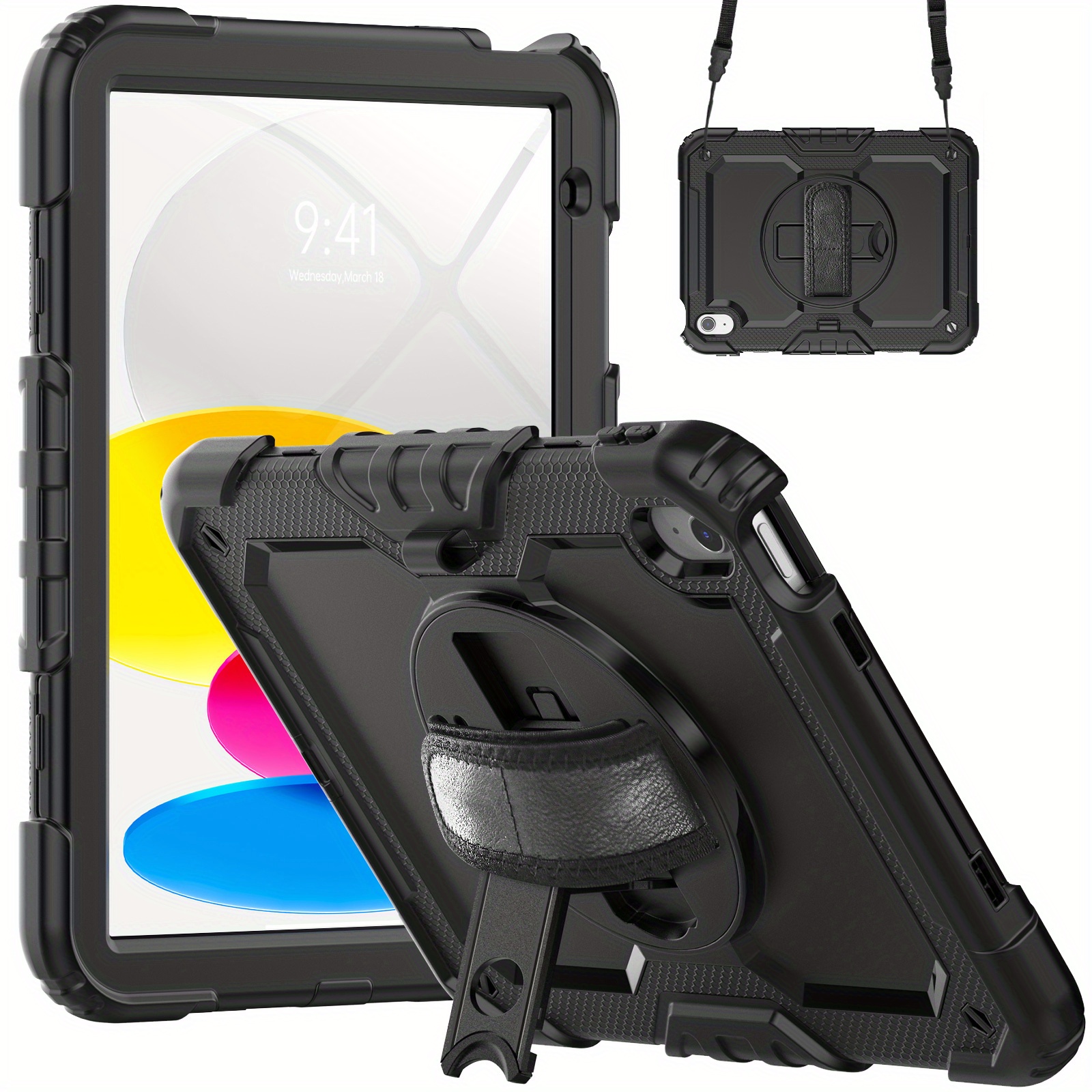 Military Grade Shockproof Pad Case for IPad 10th Gen, Mini 4/5/6, 9.7 Air  3/4/5, Pro 11 & 12.9 - Pencil Holder + Handle Shoulder Strap!