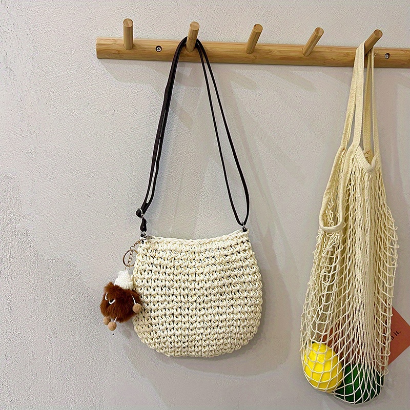 Retro Straw Woven Bag For Women Summer Beach Crossbody Bag