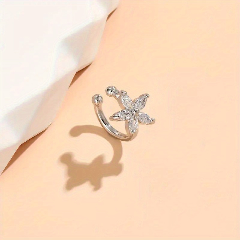 TEMU Blumendesign mit funkelnden Ohrringen, elegante, süße Ohrhörer, minimalistischer Stil, Kupfer, feminines Geschenk