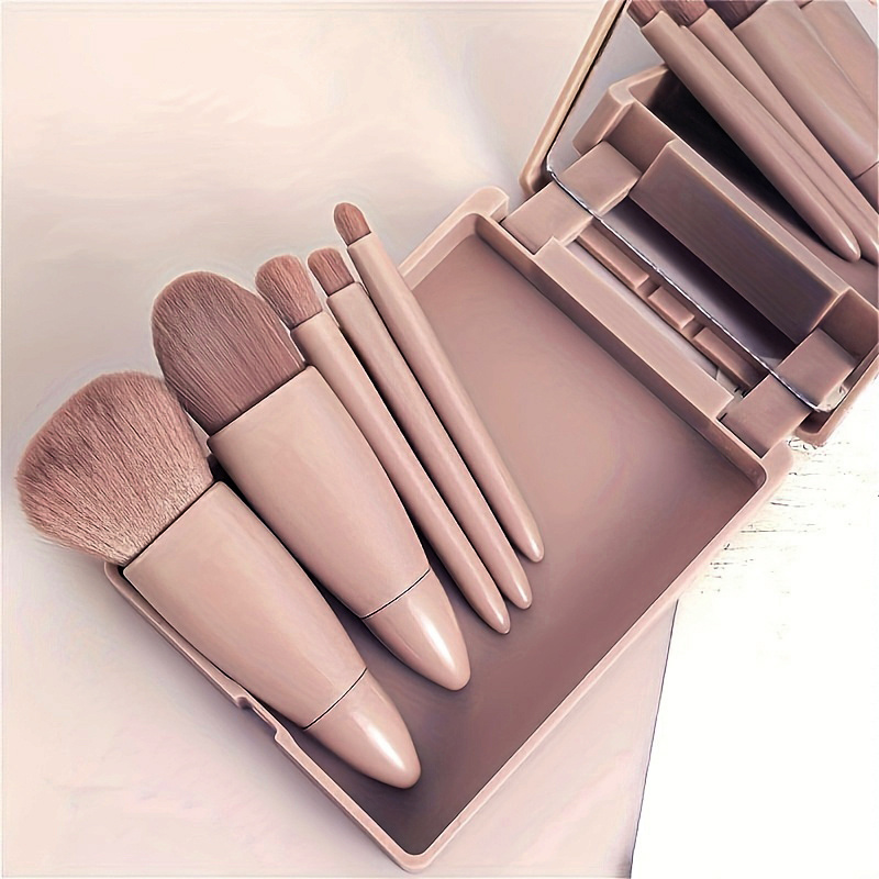 Set of 8 Pieces Small Makeup Brushes Cosmetics Professional Face Powder  Foundation Blush Eyeshadow Makeup Brush Tool Travel Size