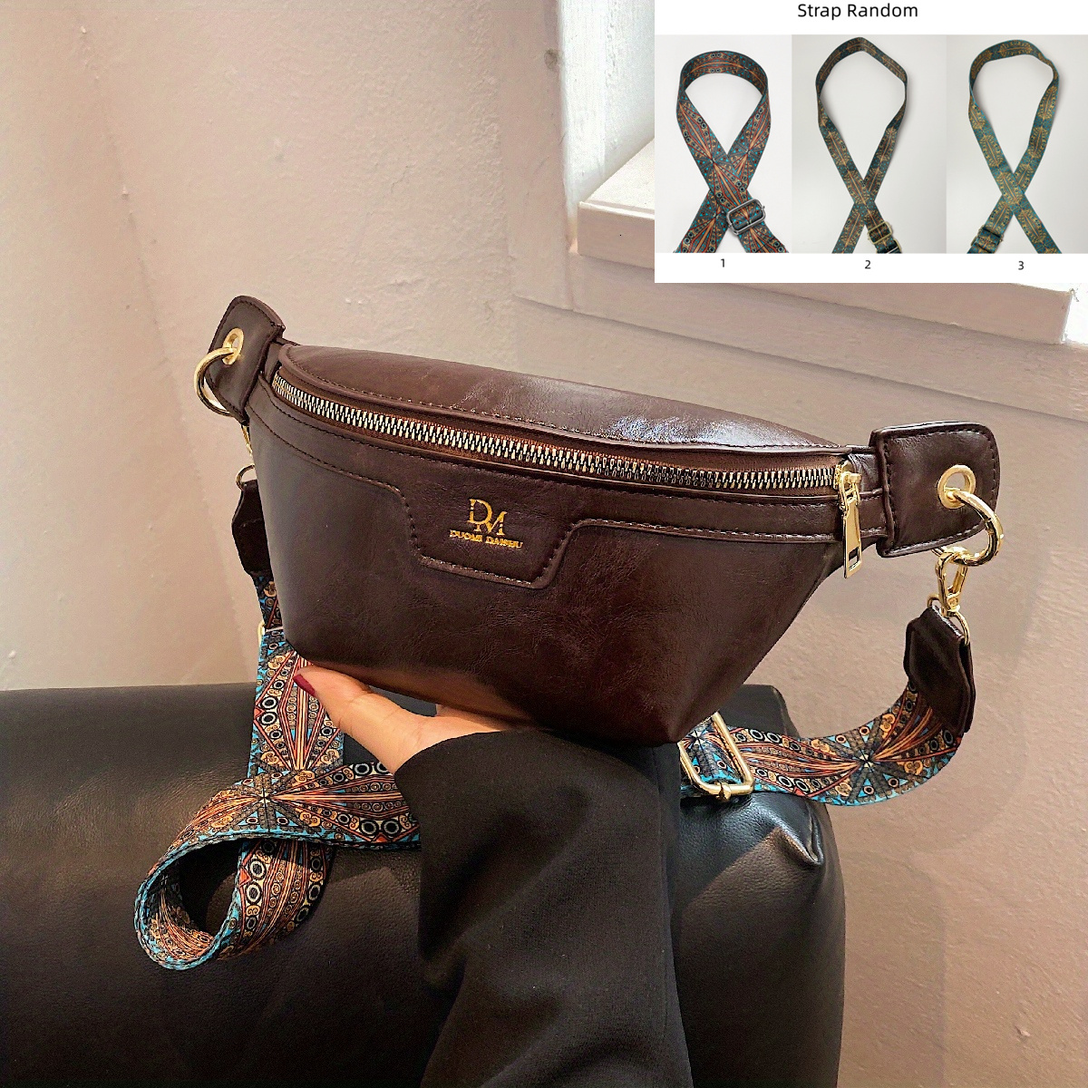 Vintage Waist Pack For Women, Ethnic Style Crossbody Bag, Pu Leather Zipper  Chest Purse - Temu